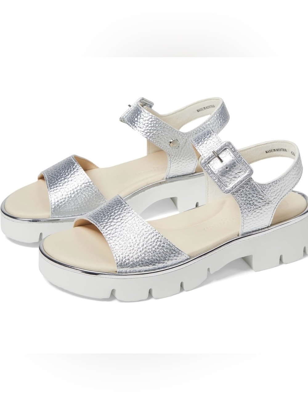 Paul Green Toby Silver Metallic Platform Sandals 5.5 ✨